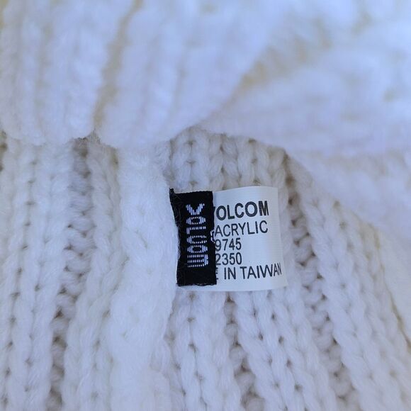 Volcom White with Hot Pink Trim Chunky Knit Beanie - Picture 6 of 10